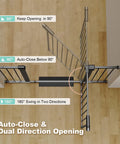 Overhead view of Mom Approved Baby Gate For Stairs And Doorways Fits 26 To 40 Inch Openings No Drilling Auto Close Safety Gate features