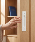 Hand gripping Heavy Duty Aluminum Flush Pulls 2 Pack Recessed Sliding Door Handles With Mounting Screws Barn Closet And Cabinet Drawer Knobs Super Quick Install Pocket Door Hardware Fresh White Finish 5.9 Inch.