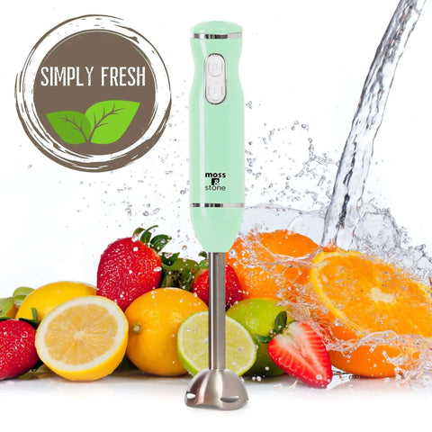 Real Talk Kickin Electric Hand Blender With Egg Whisk And Food Chopper 300 Watt Stick Mixer Delivers Knockout Blending Power Through Stainless Steel Blades And A Comfy Grip In Turquoise with fresh fruit