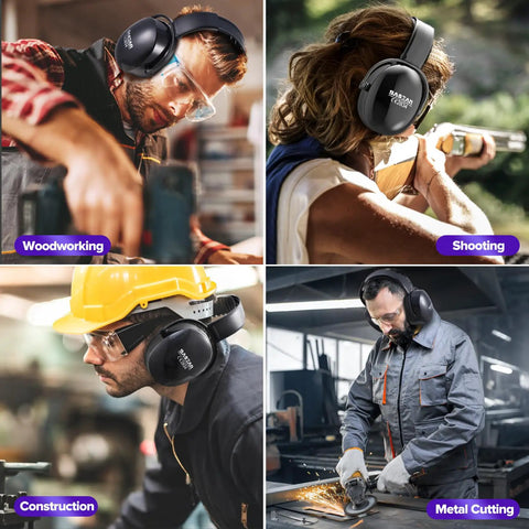 People using Noise Canceling Ear Muffs For Adults And Kids, Adjustable Hearing Protection For Shooting and Construction Activities