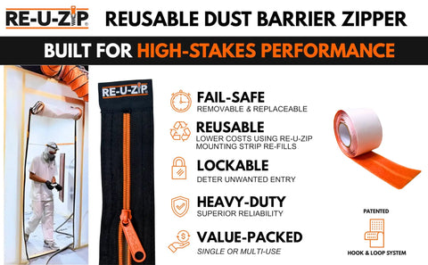Reusable Dust Barrier Zipper Kit With Fail Safe Lockable Zippers And Mounting Strip Refills Cost Effective For Single Or Repeated Use 6 Pack Pro Grade Dust Containment For Home Renovation And Construction