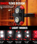 2Pack Rechargeable LED Work Light With Magnetic Bases, 2500LM 6500K Cool White, light modes displayed on wooden surface