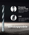 SALI brad-point wood drill bit, 11-inch long, carbon steel with parabolic double flute.