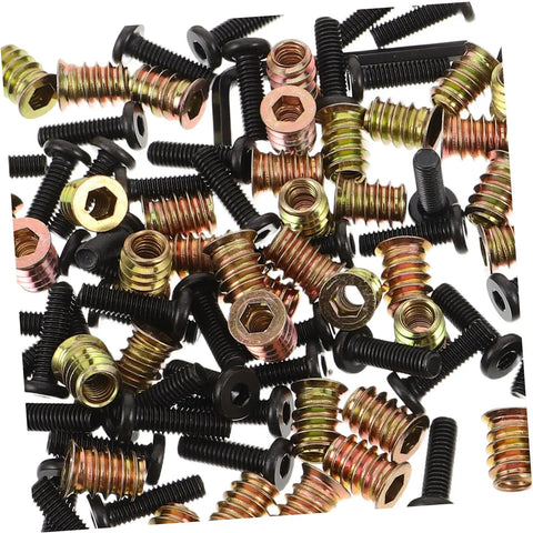 Wood Threaded Insert Kit For Furniture Repair 50 Pcs with metal nuts and bolts