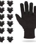 Unisex Brown Jersey Work Gloves 10 Inch Pack Of 24 Pairs Breathable Polyester Cotton Knit Wrist Reusable Washable Light Duty