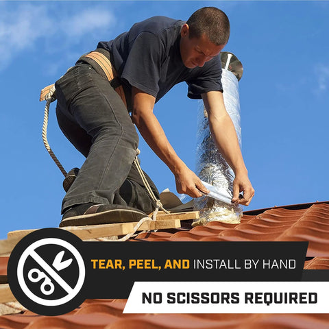 Man installing Heavy Duty Aluminum Foil Tape 2 Inch By 225 Feet Pack Of 3 on rooftop duct, demonstrating easy application.