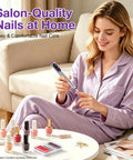 Woman using Cordless Electric Nail Drill For Acrylic Gel Dip Powder Polish With LED Display Pro Grade Rechargeable Portable Kit
