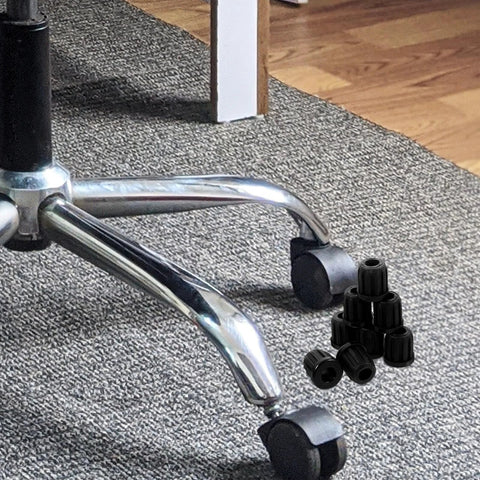 20 Piece Set of Durable Round Plastic Chair Wheel Sockets and Caster Inserts for Restoring Stability to Wobbly Swivel Computer Chairs