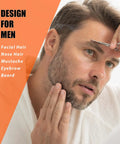 Man using Facial Hair Scissors And Grooming Kit For Guys And Gals With Curved Safety Tip Clippers for eyebrow trimming.