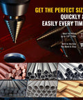 Image showing Titanium Coated HSS Step Drill Bit Set with 50 Sizes in 5 Unibits used for sheet metal and aluminum, quick clean holes.