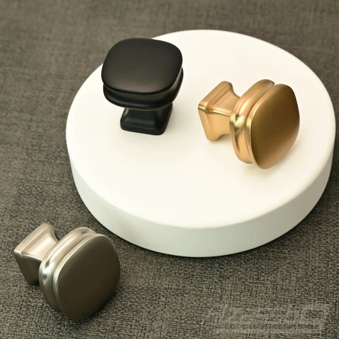 Square Cabinet Knobs in Champagne Bronze With Brushed Zinc Alloy Finish, 10 Pack, Sleek Modern Square Hardware shown in different colors