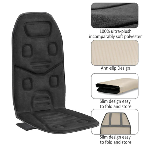 Vibration Back Massager Seat Cushion with Heat 10 Motor Chair Pad, soft polyester, anti-slip design, foldable for storage