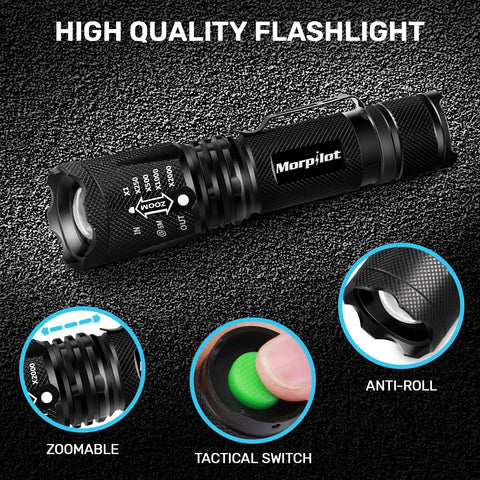 Zoomable 2 In 1 Led UV Blacklight Flashlight 395Nm With 500 Lumen Power showing tactical switch and anti-roll feature
