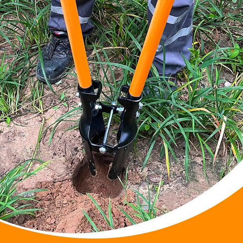 Heavy Duty Post Hole Digger With Fiberglass Handle 58 Inch Sharp Steel Blade For Quick Digging Through Hard Soil And Roots