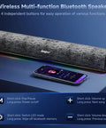 Bluetooth Computer Speakers With Dynamic LED Light For Desktop And Laptop Monitors, soundbar on desk with phone display