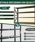 Comparison of heavy duty garage storage shelves with 8000 lbs capacity, showing metal design for stability vs split structure.