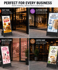 32 Inch Hella Bright Portable Outdoor Digital Signage Featuring 2000 Nits IP65 Waterproof Rugged LCD Display With 1200Wh Extended Run Time Battery for fast food and beauty ads.