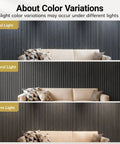 Heavy Duty Rock Solid Wood Veneer Wall Panels with Game Changing Acoustic Treatment and Superior Sound Dampening for Bedroom or Studio Setup 4 Pack 47.2 X 23.6 Inch Acoustic Panels color variations in different lighting.