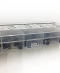 Transistor Assortment Kit With 10 Value Sets 20 Pieces Each In TO92 DIP Box Includes BC327 BC337 BC517 BC547 BC548 BC549 BC550 BC556 BC557 BC558 Awesome For Hobbyists And DIY Projects in labeled box.