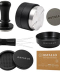 Straight Up Pro 54mm Espresso Accessories Kit: heavy duty tamper, WDT tool, funnel, puck screen, and silicone mats.