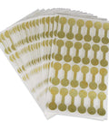 Gold Tyvek Self Adhesive Dumbbell Jewelry Price Tags 1000 Pack for rings, bracelets, necklaces and pendants, displayed in sheets.