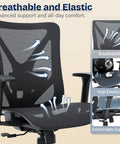Ergonomic Mesh Office Chair With Adjustable Lumbar Support And 3D Armrests, Tilt Function, Wide Seat, Comfy Breathable Design