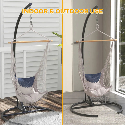 Hanging Hammock Chair Stand With Round Base For Hammock Chair And Egg Chair Porch Swing Indoor Outdoor Use 360 Degree Rotation