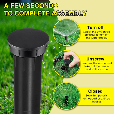 3 Pack Sprinkler Head Cap Set For Hunter Pro Spray Sprinklers With Fluoroelastomer Seals, Black Cap With O Rings displayed.