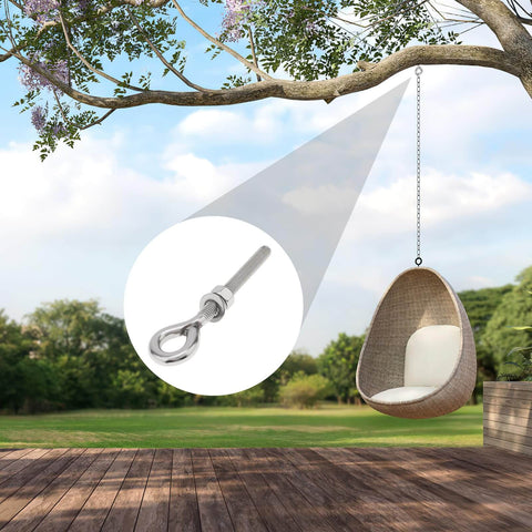 Two Pack M12 Eye Bolts With Nuts And Washers One Half Inch By Three Point Five Inch Long Shank Threaded Rod Round Hook Eyelet Bolts Five Point Six Inch Total Length 304 Stainless Steel Rust Resistant For Indoor And Outdoor Lifting Ring Bolts used to hang chair from tree