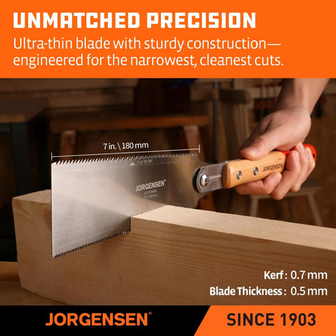 Ryoba 7 Inch Double Edge Japanese Pull Saw for Pro Grade Fine Woodworking, Flush Cuts with Smooth Chip Removal, Geometric Teeth, Two Sided Blade for Versatile Detail Work, Trim and Craft Projects Made Easy, 7 in. blade cutting wood