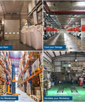 Collage of industrial spaces highlighting uses for the 9500 CFM 30-Inch High Velocity Industrial Wall Fan