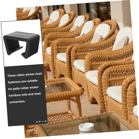 12 Pack Outdoor Furniture Clips For Patio Sofas And Rattan Chairs displayed on wicker furniture with secure clamps attached