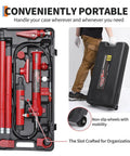 10 Ton Porta Power Hydraulic Kit With Ram Pump And 4.6 Ft Hose For Auto Body Frame Repair Straightening Bent Axles And Bumper Fixes in portable case.