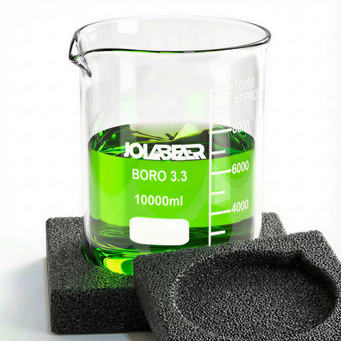 10,000ml Low Form Beaker With Heavy Duty Borosilicate Glass Wide Mouth Anti Spill Rim Laser Etched 0 To 10000ml Graduations