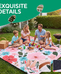 Family enjoying outdoor meal on a Waterproof Extra Large Picnic Blanket For Outdoor Activities Great For Beach And Camping Mat Lightweight