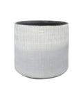 XL Round Rustic Stoneware Planter Pot With Crosshatch Texture For Indoor Outdoor Use 8 Point 7 Inch Tall Silver Exterior And Metallic Interior