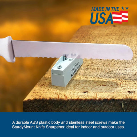Sturdy Mount Diamond Honed Knife Sharpener for Quick Restore and Hone, Tungsten Carbide Blade Sharpening Tool No Fuss Mounting, Easy to Use on Any Counter, Board, or Workbench, Revives Kitchen Knives and All Blades