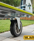 Close-up wheel of Upgraded Push Cart Dolly 700 Pounds Heavy Duty Foldable Platform Truck 2 Tier for warehouse and garage