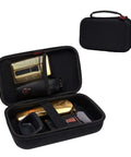 Men's Grooming Kit Travel Pouch Kickass Water Resistant Shaver Organizer Bag featuring items neatly organized inside.