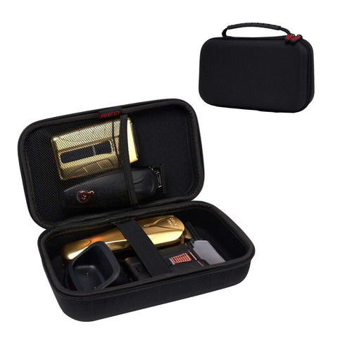 Men's Grooming Kit Travel Pouch Kickass Water Resistant Shaver Organizer Bag featuring items neatly organized inside.