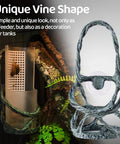 OIIBO Chameleon Feeding Bowl, Resin Vine Reptile Feeder with Grid Plate for Insect to Climb and Move, showcasing unique vine shape design.