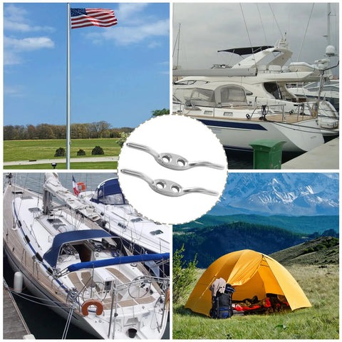 4 Pack Stainless Steel Boat Cleats Two And A Half Inch Heavy Duty Deck Cleats For Boats And Docks With Mounting Screws 316 Stainless Corrosion Resistant Saltwater Ready Fixed Rope Ties