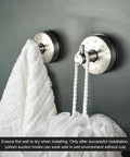 Stainless Steel Vacuum Suction Cup Shower Hooks Set For Bathroom Removable Towel Rack And Robe Hooks Loofah Holder With Brushed Finish Easy No Drill Mount On Glass Tiles Mirrors