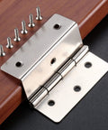 4 Pack 59mm Silver Cabinet Door Hinges For Furniture And Luggage Boxes, Heavy Duty Six Hole Tri Fold Decorative Hardware