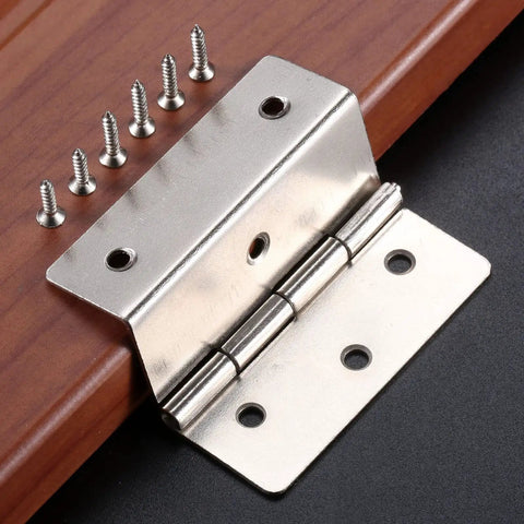 4 Pack 59mm Silver Cabinet Door Hinges For Furniture And Luggage Boxes, Heavy Duty Six Hole Tri Fold Decorative Hardware