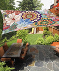 Boho Floral 8x10 Ft Sun Shade Sail Canopy Patio Ready Backyard Friendly Garden Deck Porch Outdoor Shade Cloth waterproof UV block with sturdy seams and tear-resistant construction