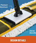 Close-up of 36-Inch Heavy Duty Microfiber Dust Mop With Long Handle For Wet Mopping And Dry Sweeping, showing premium materials.