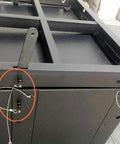 Installed Stainless Steel T Handle Quick Release Pin with Lanyard Cable, Push Button Safety Lock Pin in an industrial setup.