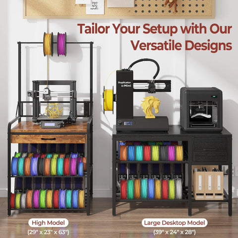 Heavy Duty Metal 3D Printer Stand With Filament Storage And Power Hub Rock Solid Workstation Rig With Tool Drawer And Dual Storage Cubbies For DIY Creators