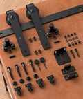 Components of 4 Foot Mini Sliding Barn Door Hardware Track Kit For 21 To 24 Inch Doors Suitable For Cabinets Windows And TV Stands